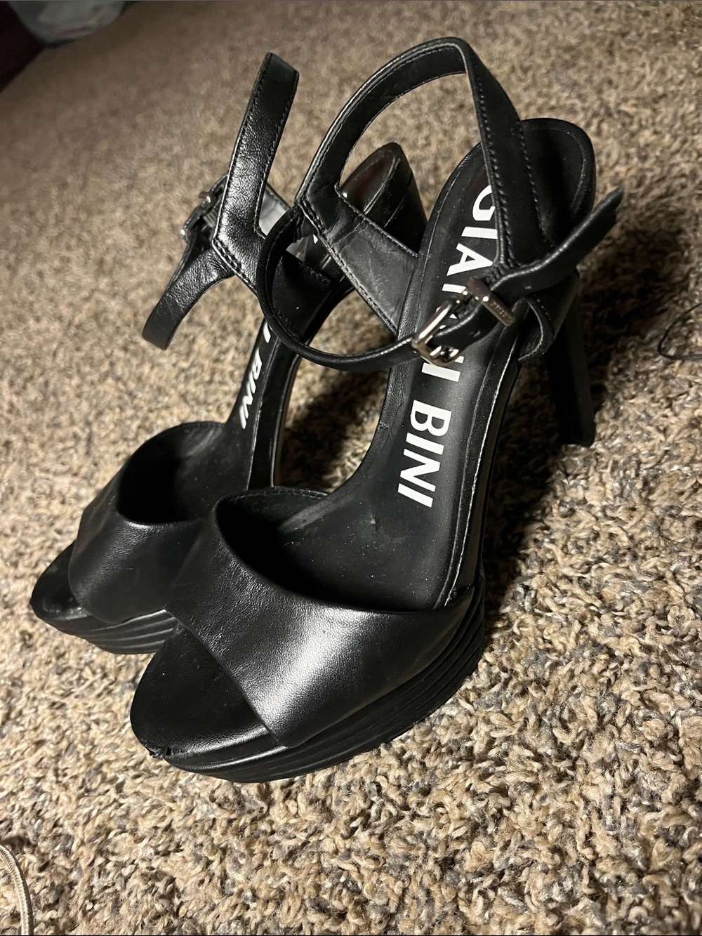 Gianni Bini Black Platform Slingback Heels